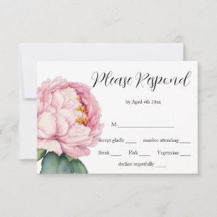 Aquarellfarbene Rosa Blüten Rosa Pfannkuchen Rose  RSVP Karte