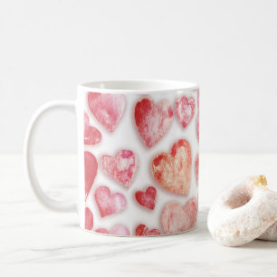 Aquarellfarbene rosa Herzstücke Kaffeetasse
