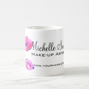 Aquarellfarbene Rosa Lippen Make-up Kaffeetasse