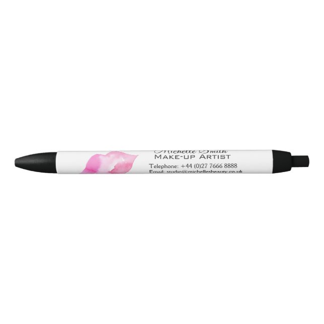 Aquarellfarbene Rosa Lippen Make-up Kugelschreiber (Vorderseite)