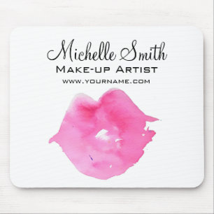 Aquarellfarbene Rosa Lippen Make-up Mousepad