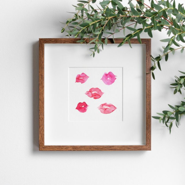 Aquarellfarbene Rosa Lippen Make-up Poster (Von Creator hochgeladen)