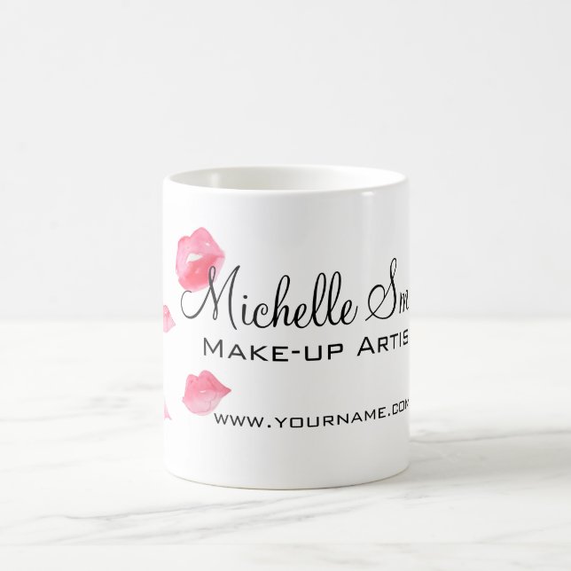 Aquarellfarbene Rosa Lippen Make-up Tasse (Mittel)