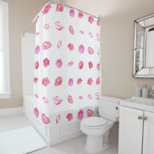 Aquarellfarbene Rosa Lippen. Muster Chic, trendige Duschvorhang