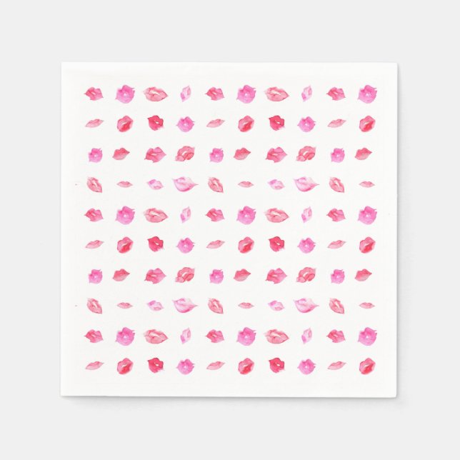 Aquarellfarbene Rosa Lippen. Muster Chic, trendige Serviette (Vorderseite)