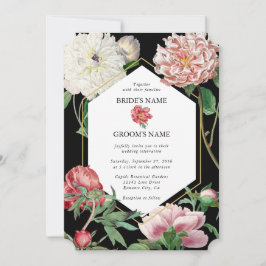 Aquarellfarbene Rosa-Peonies-Blume Hochzeiten Schw Einladung