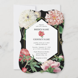 Aquarellfarbene Rosa-Peonies-Blume Hochzeiten Schw Einladung