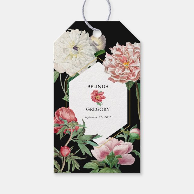 Aquarellfarbene Rosa-Peonies-Blume Hochzeiten Schw Geschenkanhänger (Vorderseite)