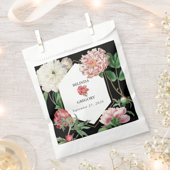 Aquarellfarbene Rosa-Peonies-Blume Hochzeiten Schw Geschenktütchen (Ausgeschnitten)