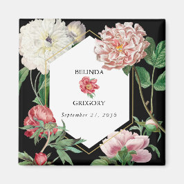 Aquarellfarbene Rosa-Peonies-Blume Hochzeiten Schw Magnet