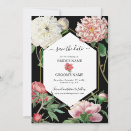 Aquarellfarbene Rosa-Peonies-Blume Hochzeiten Schw Save The Date