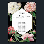 Aquarellfarbene Rosa-Peonies-Blume Hochzeiten Schw Tischnummer<br><div class="desc">Ein wunderschönes Aquarell-Rosa und Weiße Pfannkuchen Blume Hochzeitsdesign mit goldenem geometrischem Rahmen auf schwarzem Hintergrund. Ein einzigartiges Design, das Vintage botanische Tornfloralen in Rosa und Weiß verwendet. Ein elegantes, rosa-weiße Pfannkuchen mit Blumenmuster und einem Hauch von Grün. Eine schicke goldene geometrische Rahmen Hochzeitsgestaltung mit modernen Elementen. Auch die passenden Hochzeitseinladungen...</div>