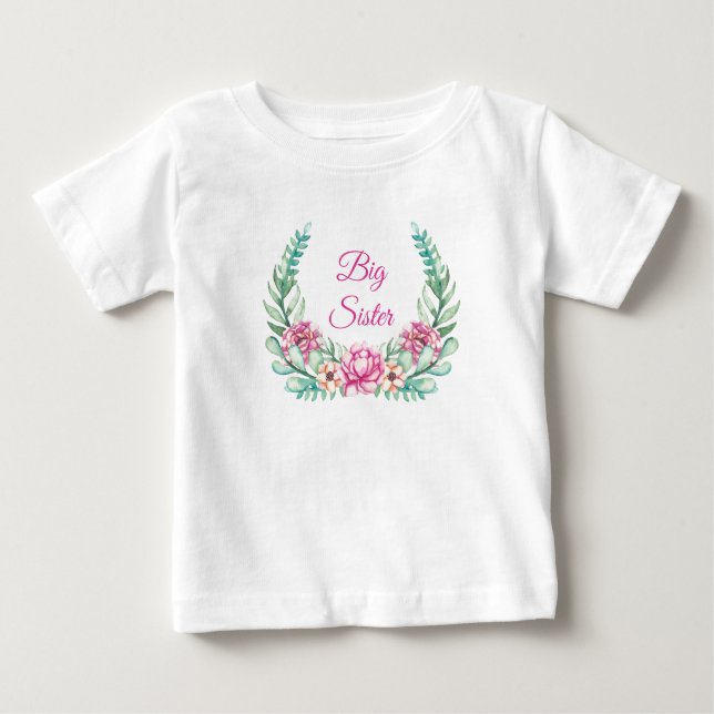 Aquarellfarbene rosa Peonies Große (oder kleine) S Baby T-shirt (Vorderseite)