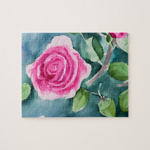 Aquarellfarbene Rosa Puzzle