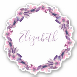 Aquarellfarbene Rosa und violette Blumen. Botanisc Aufkleber