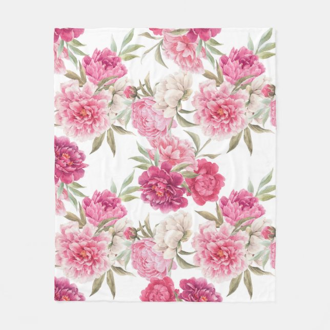 Aquarellfarbene Rosa Zitronen: Blumengeschmack Fleecedecke (Vorderseite)