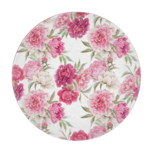 Aquarellfarbene Rosa Zitronen: Blumengeschmack Schneidebrett