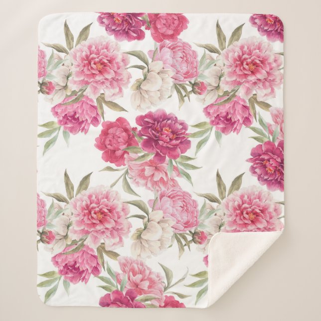 Aquarellfarbene Rosa Zitronen: Blumengeschmack Sherpadecke (Vorderseite)