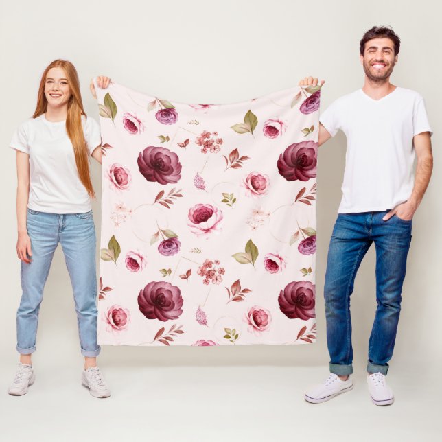 Aquarellfarbene Rose 30 Fleecedecke (Beispiel)