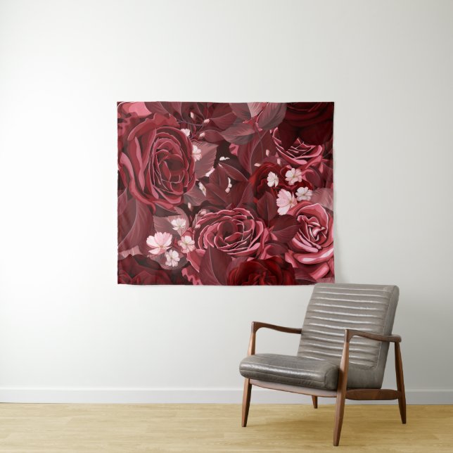 Aquarellfarbene Rose 35 Wandteppich (Beispiel (Horizontal))