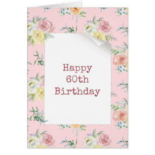 Aquarellfarbene Rose 60. Geburtstag