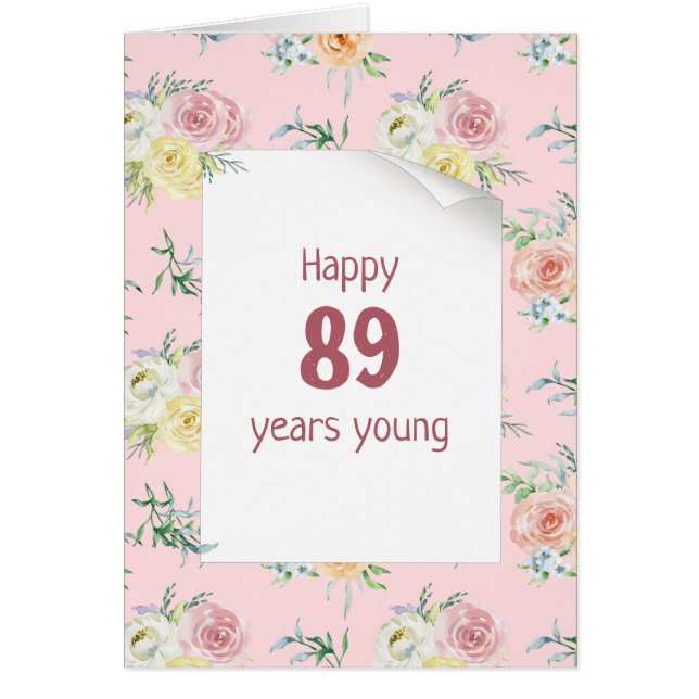 Aquarellfarbene Rose 89. Geburtstag (Vorne)