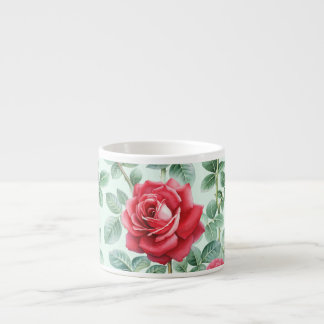 Aquarellfarbene Rose: Bläserne nahtlose Illustrati Espressotasse