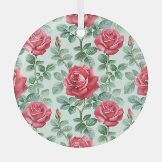 Aquarellfarbene Rose: Bläserne nahtlose Illustrati Ornament Aus Glas