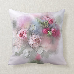 Aquarellfarbene Rose Blume Blumenmuster Vorlage Kissen