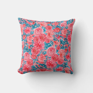 Aquarellfarbene Rose Blumenband Kissen