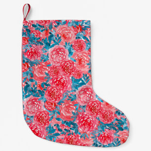 Aquarellfarbene Rose Blumenband Kleiner Weihnachtsstrumpf