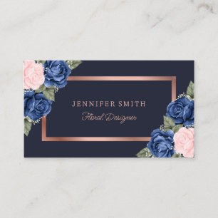 Aquarellfarbene Rose Blütenrosa Navy Blue Rose Gol Visitenkarte