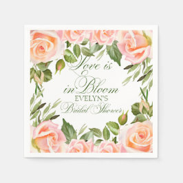 Aquarellfarbene Rose Chic Brautparty Serviette