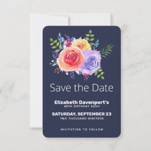 Aquarellfarbene Rose Floral Bouquet Save the Date
