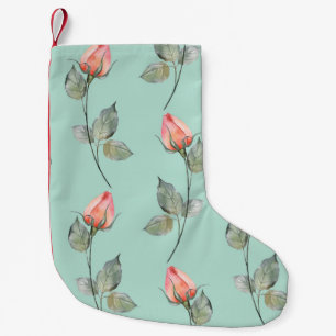 Aquarellfarbene Rose: Frühlingsblumen nahtlos Kleiner Weihnachtsstrumpf