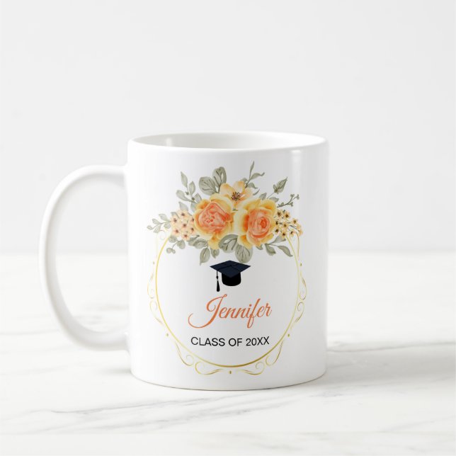 Aquarellfarbene Rose Graduierte Tasse (Links)