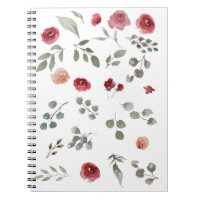 Aquarellfarbene Rose Grüne Blätter Blätter