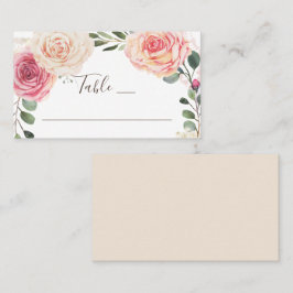Aquarellfarbene Rose. Hochzeit im Blumengarten Platzkarte