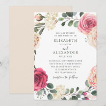 Aquarellfarbene Rose. Hochzeitsfeier mit Blumen