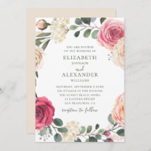 Aquarellfarbene Rose. Hochzeitsfeier mit Blumen