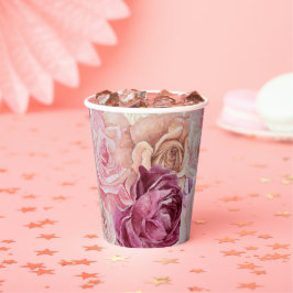 "Aquarellfarbene Rose Papier-Cups - Elegante Flora Pappbecher