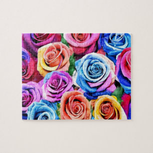 Aquarellfarbene Rose Puzzle