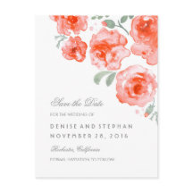 Aquarellfarbene Rose Romantische Save the Date