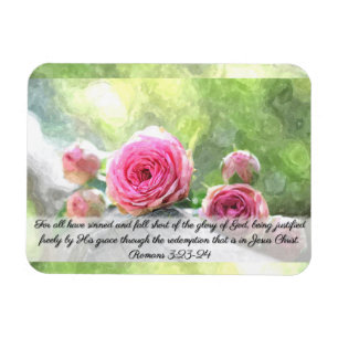 Aquarellfarbene Rose Römer 3:23 und 24 Magnet