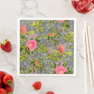 Aquarellfarbene Rose Rosa Blume botanischer Blumen Serviette