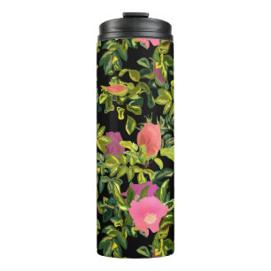 Aquarellfarbene Rose Rosa Blume botanischer Blumen Thermosbecher