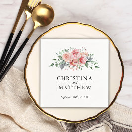 Aquarellfarbene Rose Rosa Blumenzehen Serviette