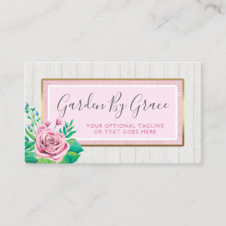 Aquarellfarbene Rose und rustikale Shabby Chic-Hüt Visitenkarte