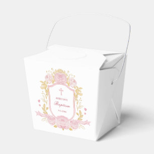 Aquarellfarbene Rose Wappen Taufe Aussteigen Geschenkschachtel