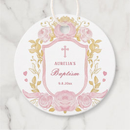 Aquarellfarbene Rose Wappen Taufe Geschenkanhänger